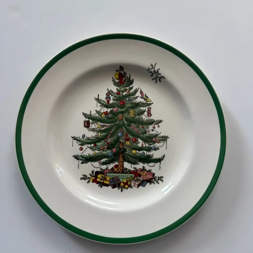 Spode Copeland Christmas Tree Dinner Plate England Single Vintage Crazing